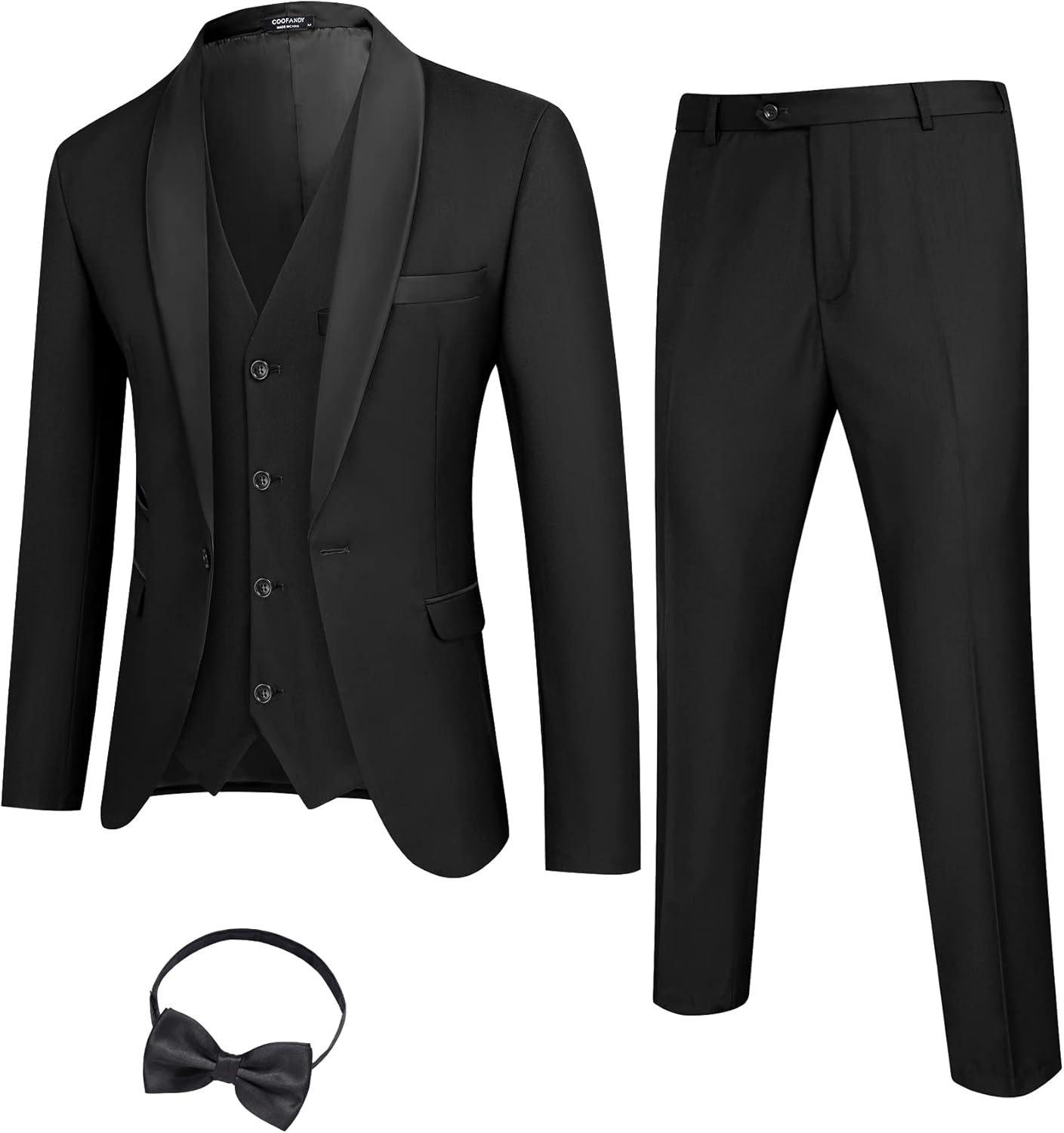 Stylish 3 Piece Slim Fit Tuxedo Set for Men by COOFANDY