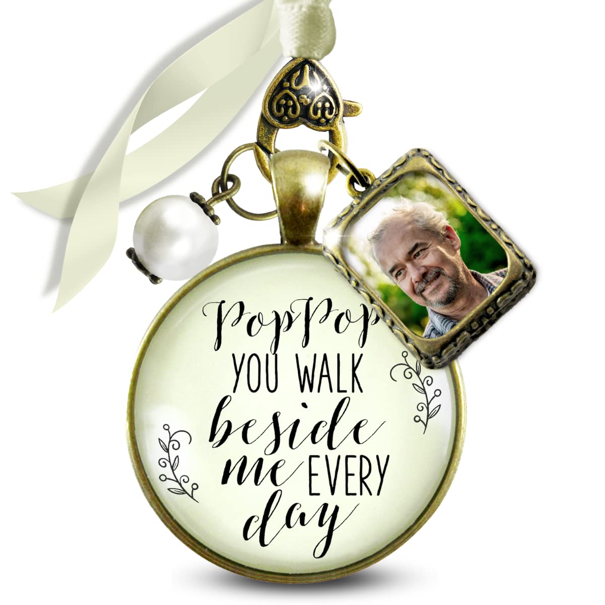 Bouquet Charm for Wedding Memory with Vintage Bronze Pendant