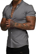 Men's Muscle Fit Short Sleeve Dress Shirt - High Stretch (Style XQ2X)