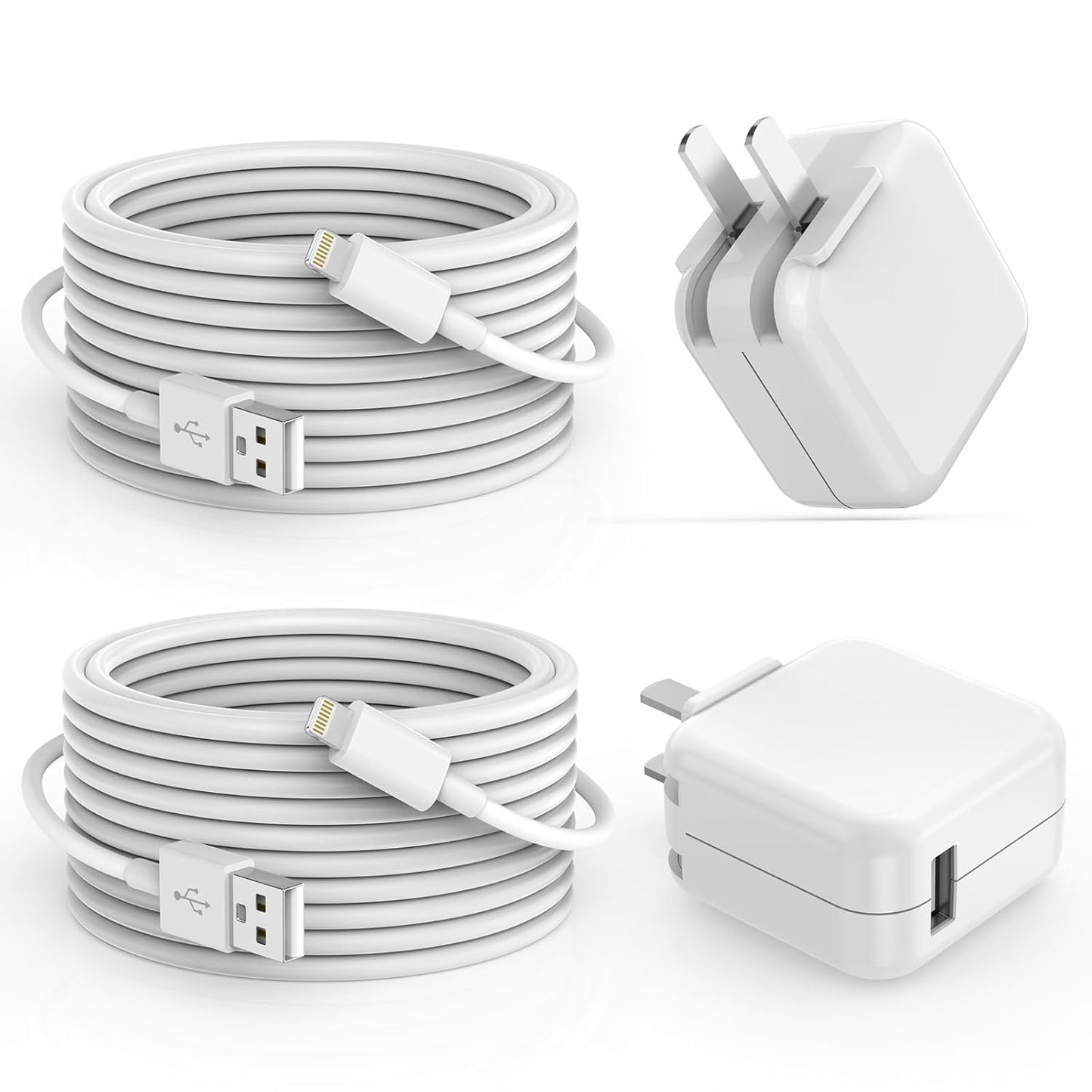 iPad Charger 2Pack with 10FT Long USB A to Lightning Cord