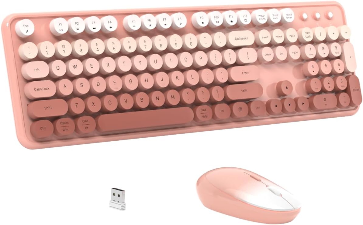 Retro Typewriter Keyboard - Vibrant Gradient Sakura Pink