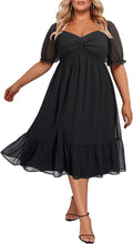 Plus Size Dresses for Women Sweetheart Neckline Chiffon Midi