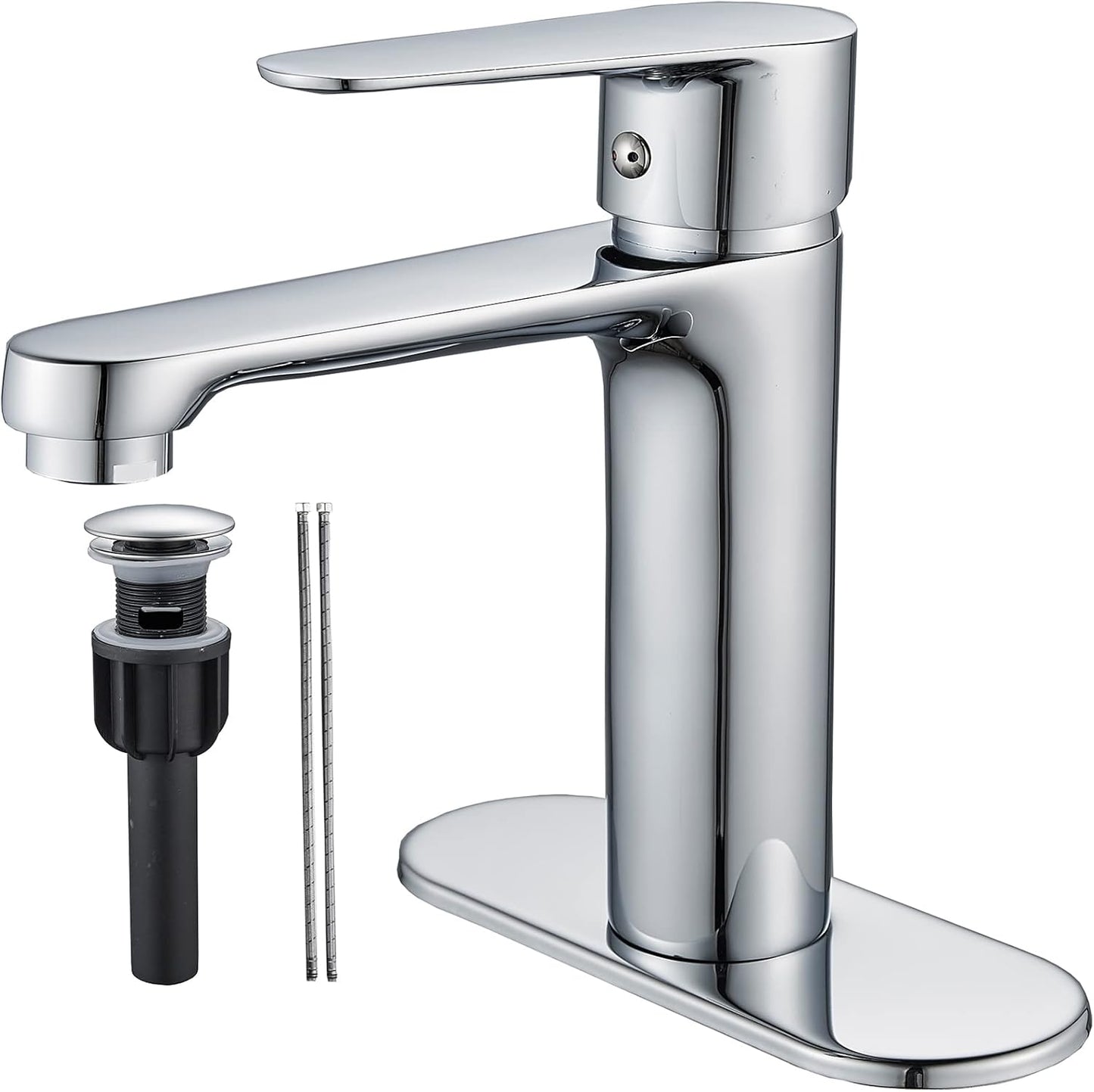 Modern Chrome Plated Bathroom Faucet with Pop-Up Drain Plug