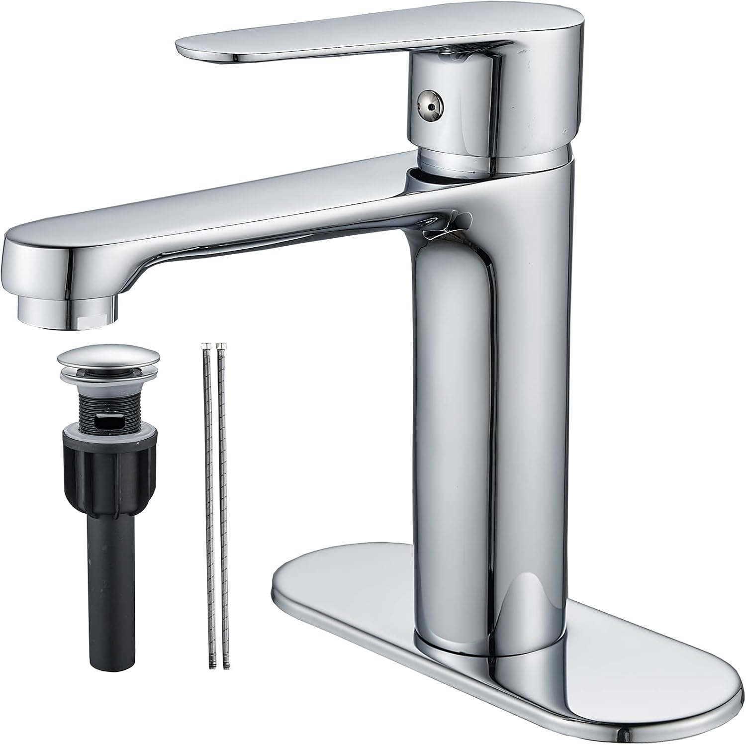 Modern Chrome Plated Bathroom Faucet with Pop-Up Drain Plug