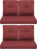 Patio Chair Cushions 4 Pack - Thick Water-Resistant 22x24 Seat Set