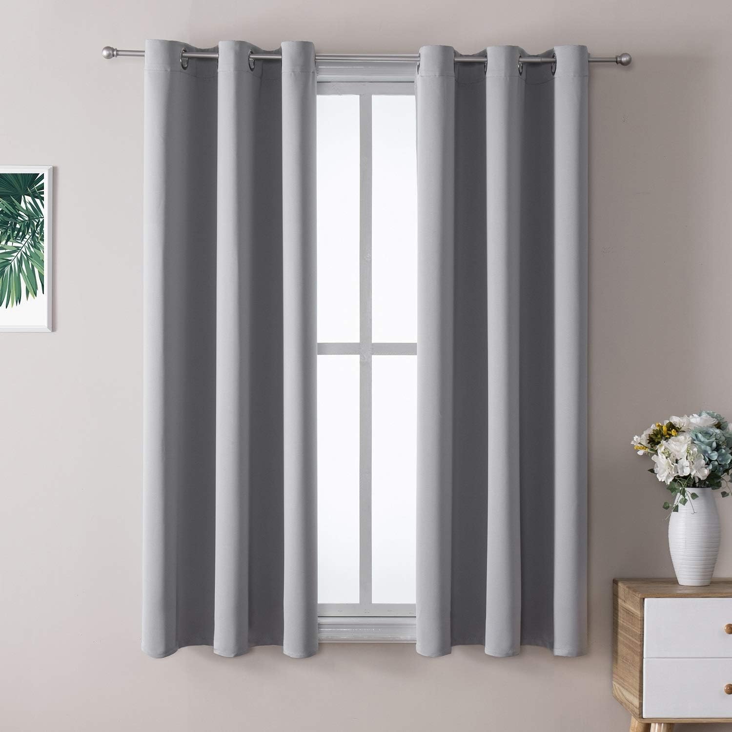 Room Darkening Blackout Curtains - Light Grey
