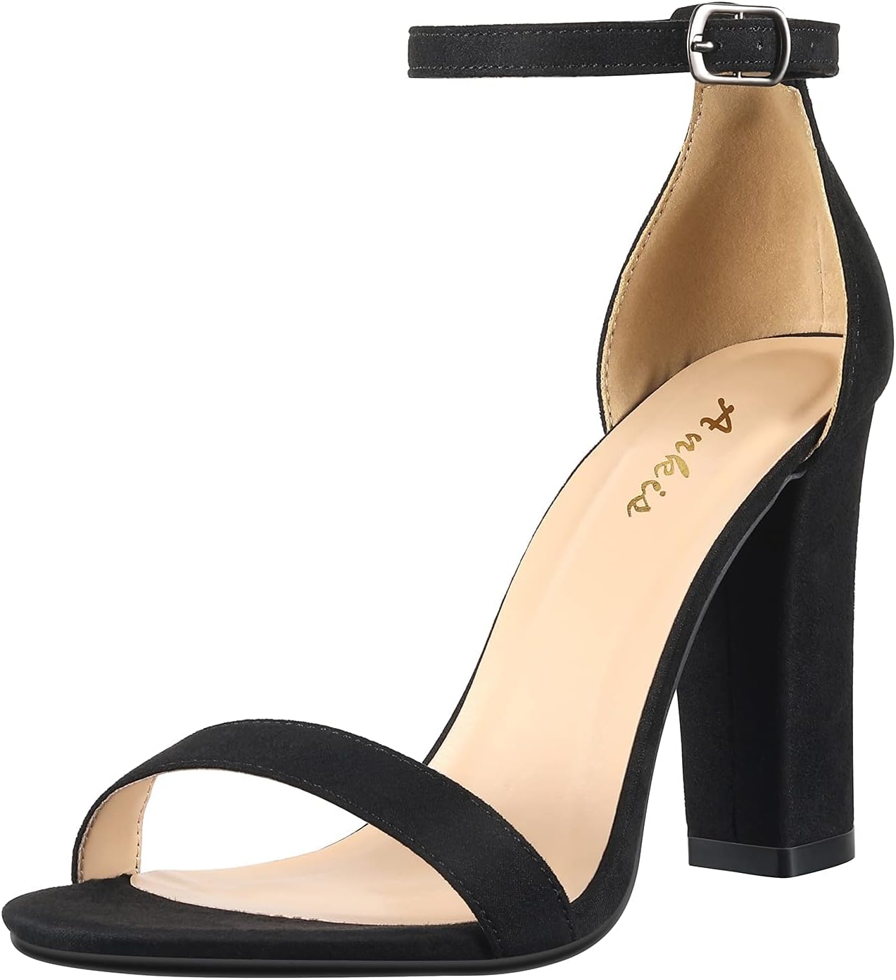 Ankis Nude Black White Heels for Women Open Toe Sandals