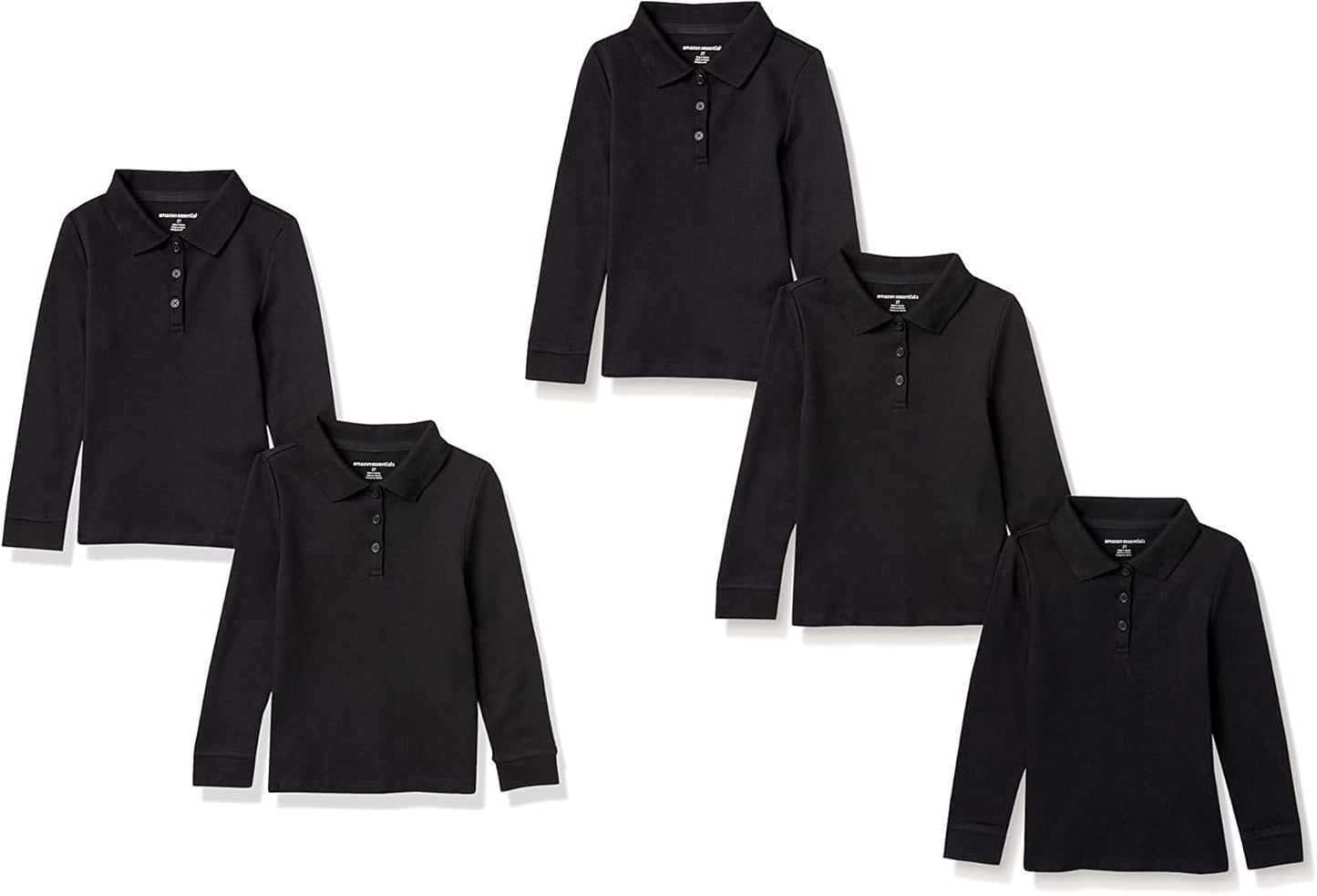 Classic Fit Long-Sleeve Interlock Polo Shirts for Girls