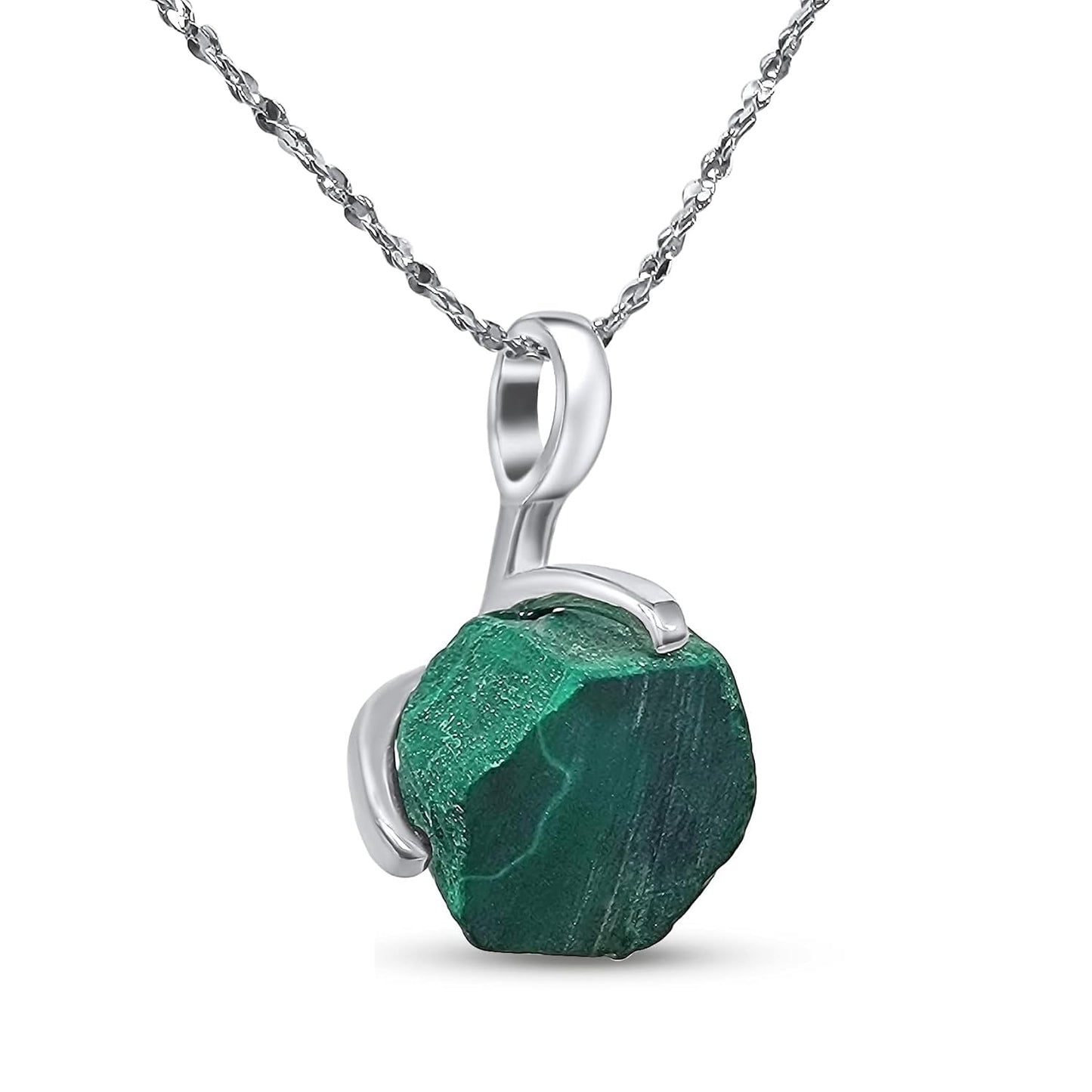 Natural Raw Malachite Gemstone Pendant Chain Necklace Gift