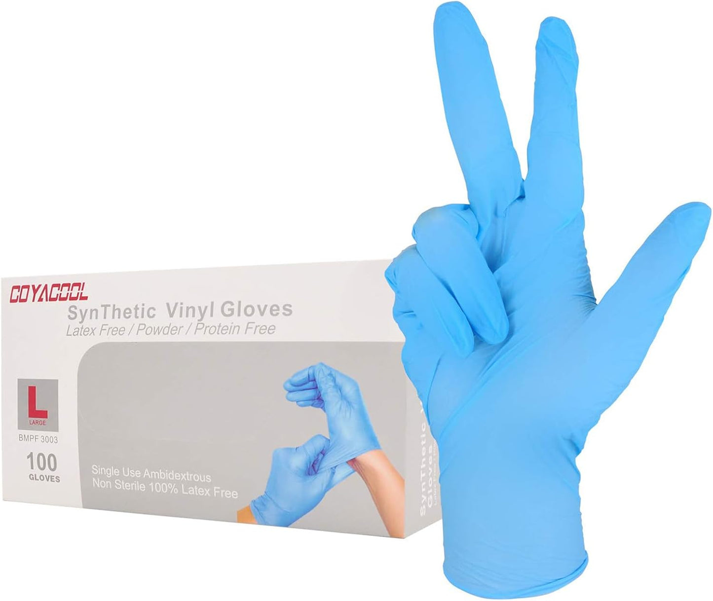 COYACOOL Disposable Nitrile/Vinyl Gloves - Latex Free, 4 Mil, 100Pc