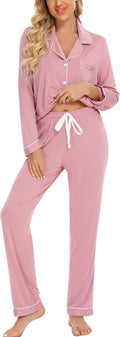 Leikar Button Up Pajama Set For Women - Soft Long Sleeve PJs Women's