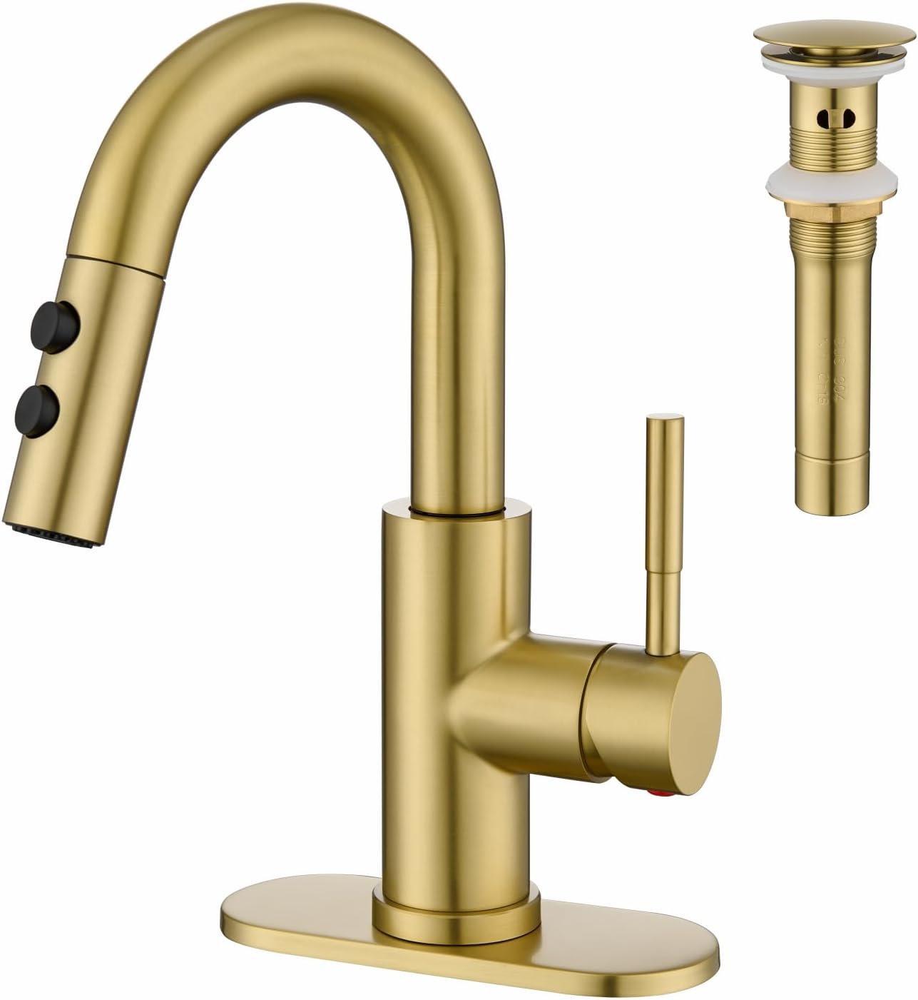 Bathroom Sink Faucet with Pull Down Sprayer for Easy Cleaning