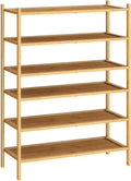 Shoe Rack 6-Tier Bamboo Wood Shoe Rack - Stackable Entryway Organizer