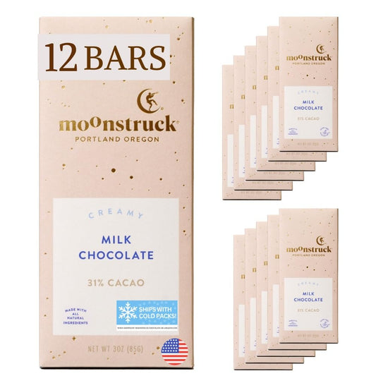 Moonstruck Chocolate Creamy Milk Chocolate Bar Pack of 12 Treats