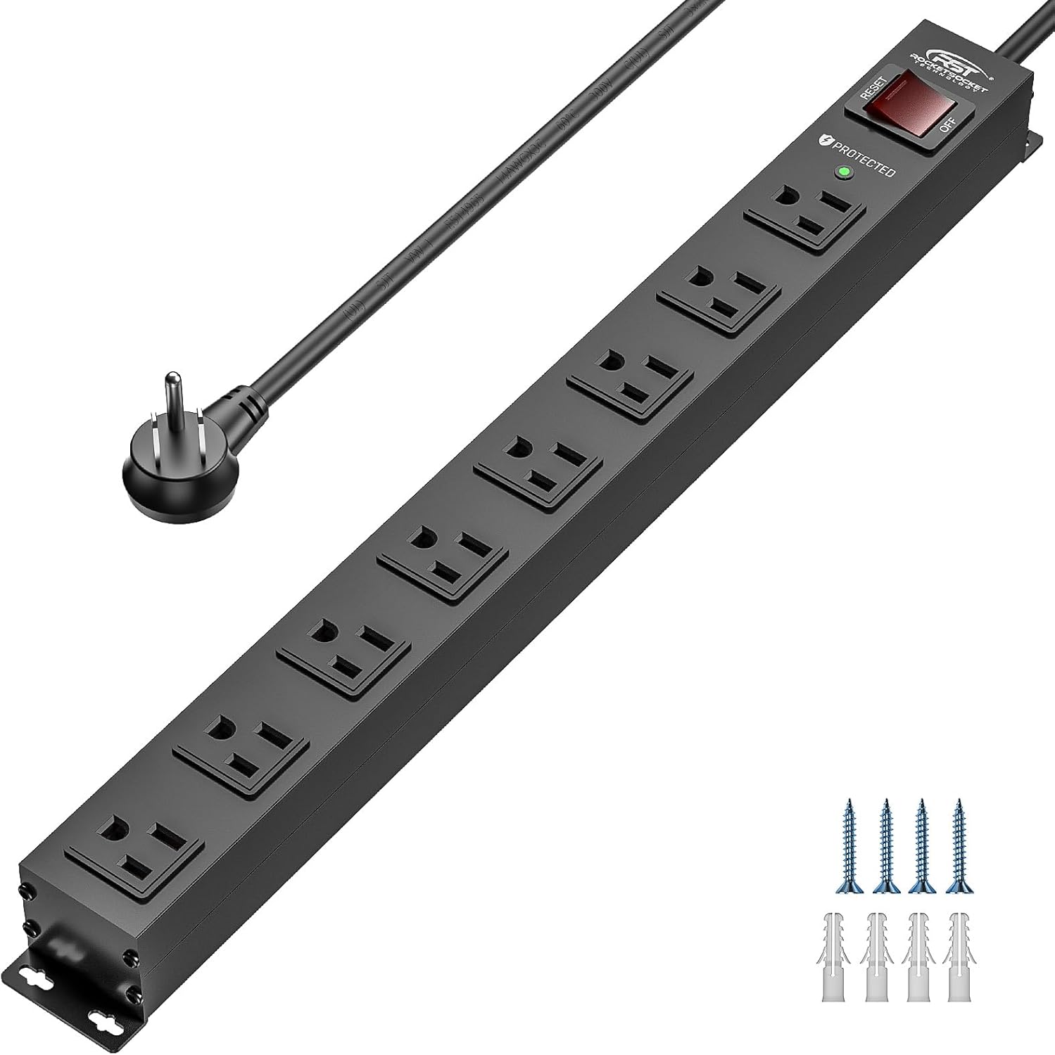 CRST 8 Outlet Metal Power Strip: Heavy Duty Surge Protection