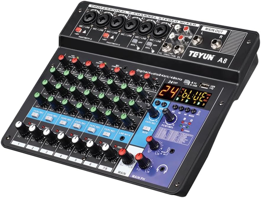 TEYUN 8 Channel Portable Mixer for Professional Sound Mixing