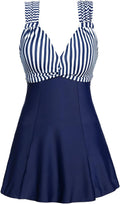 One Piece High Waist Printing Swim Dress - Flattering Tummy Control