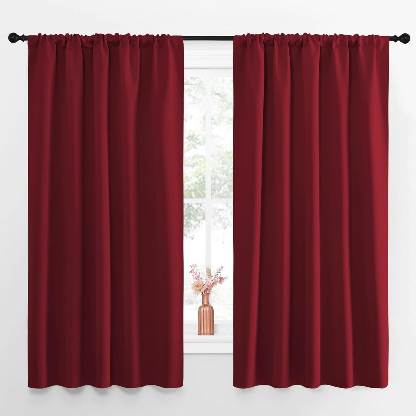 NICETOWN Christmas Burgundy Blackout Curtains for Room Darkening