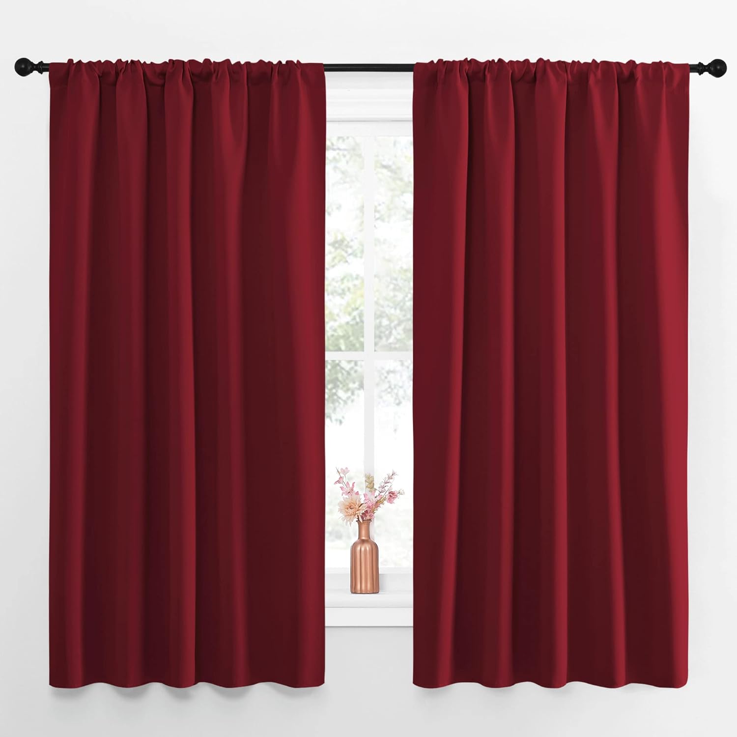 NICETOWN Christmas Burgundy Blackout Curtains for Room Darkening