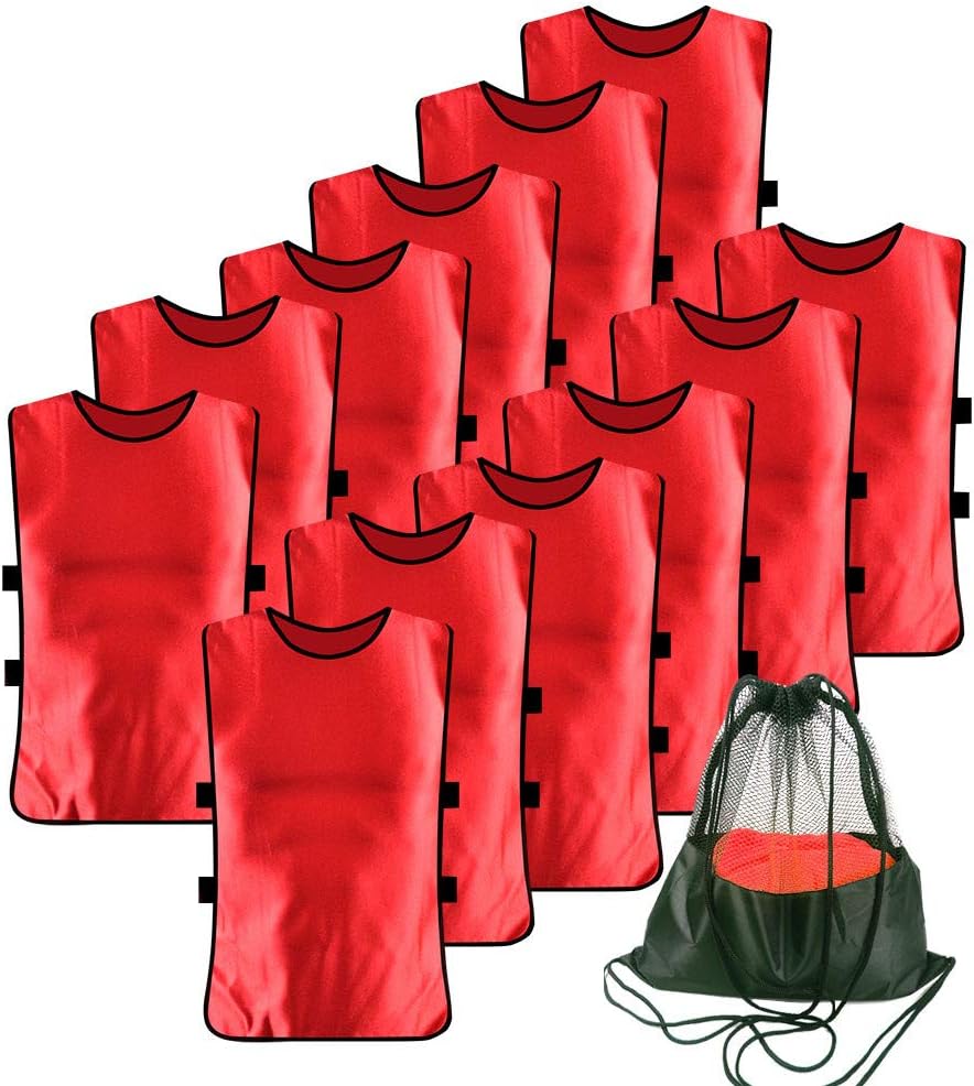 12 Pack Soccer Scrimmage Vests for Youth and Adult Practice