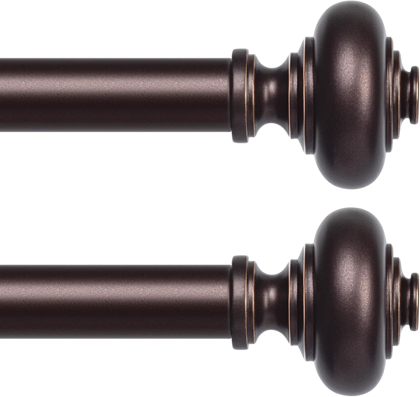 2 Pack Bronze Curtain Rods for Windows 48 to 84 Inch, Vintage Style