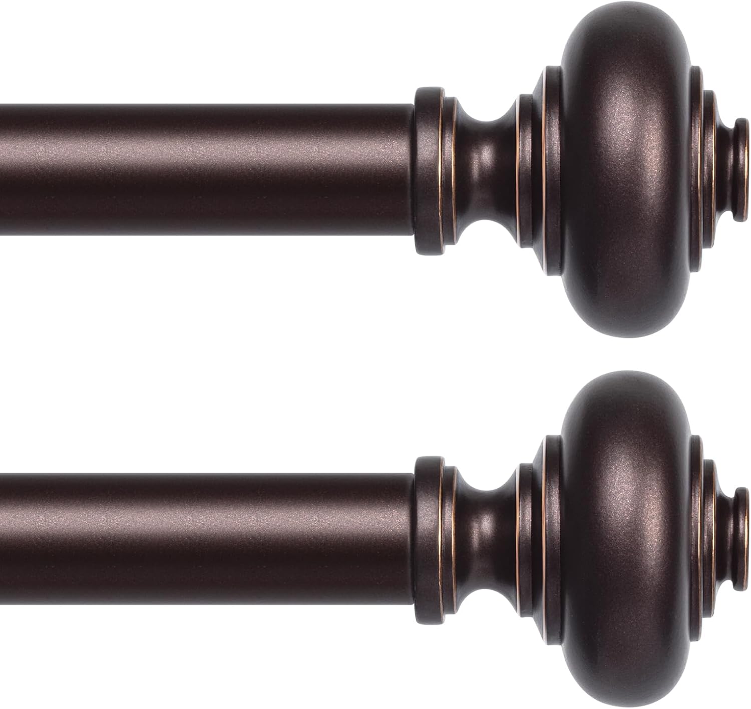 2 Pack Bronze Curtain Rods for Windows 48 to 84 Inch, Vintage Style