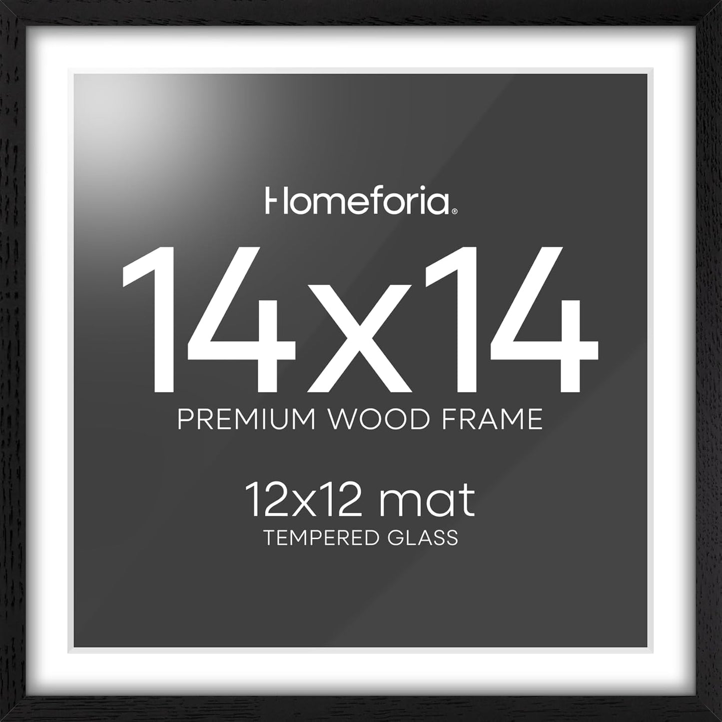 Homeforia 14x14 Black Wood Frame for Stylish Photo Display