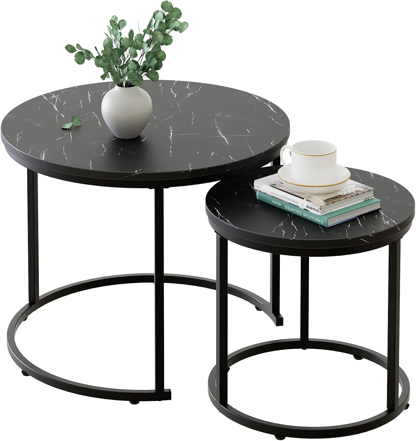 aboxoo Round Nesting Coffee Table Set for Living Room and More