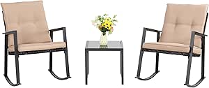 Shintenchi Outdoor 3 Piece Rocking Bistro Set for Relaxation