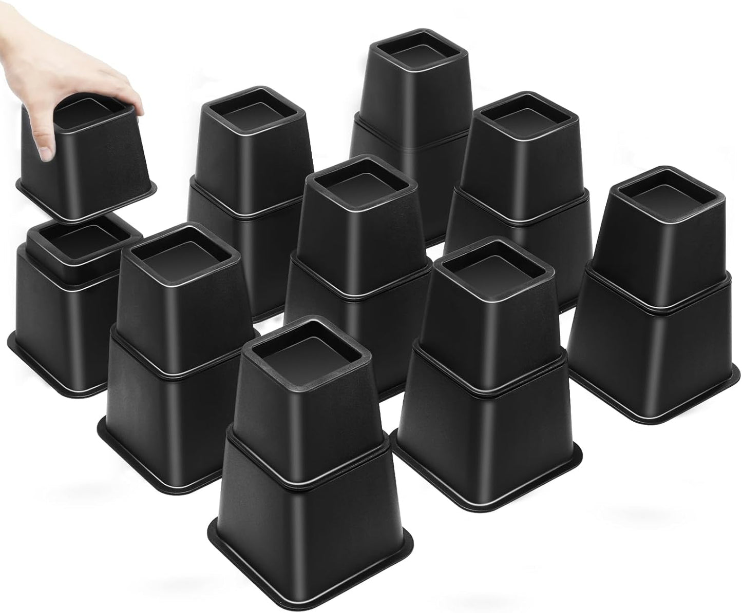 Heavy-Duty Bed Risers for Furniture Height Adjustment and Storage
