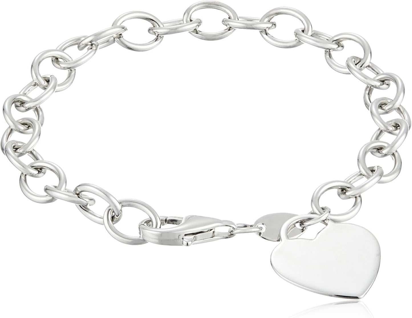 Sterling Silver Heart-Tag Bracelet for Elegant Occasions