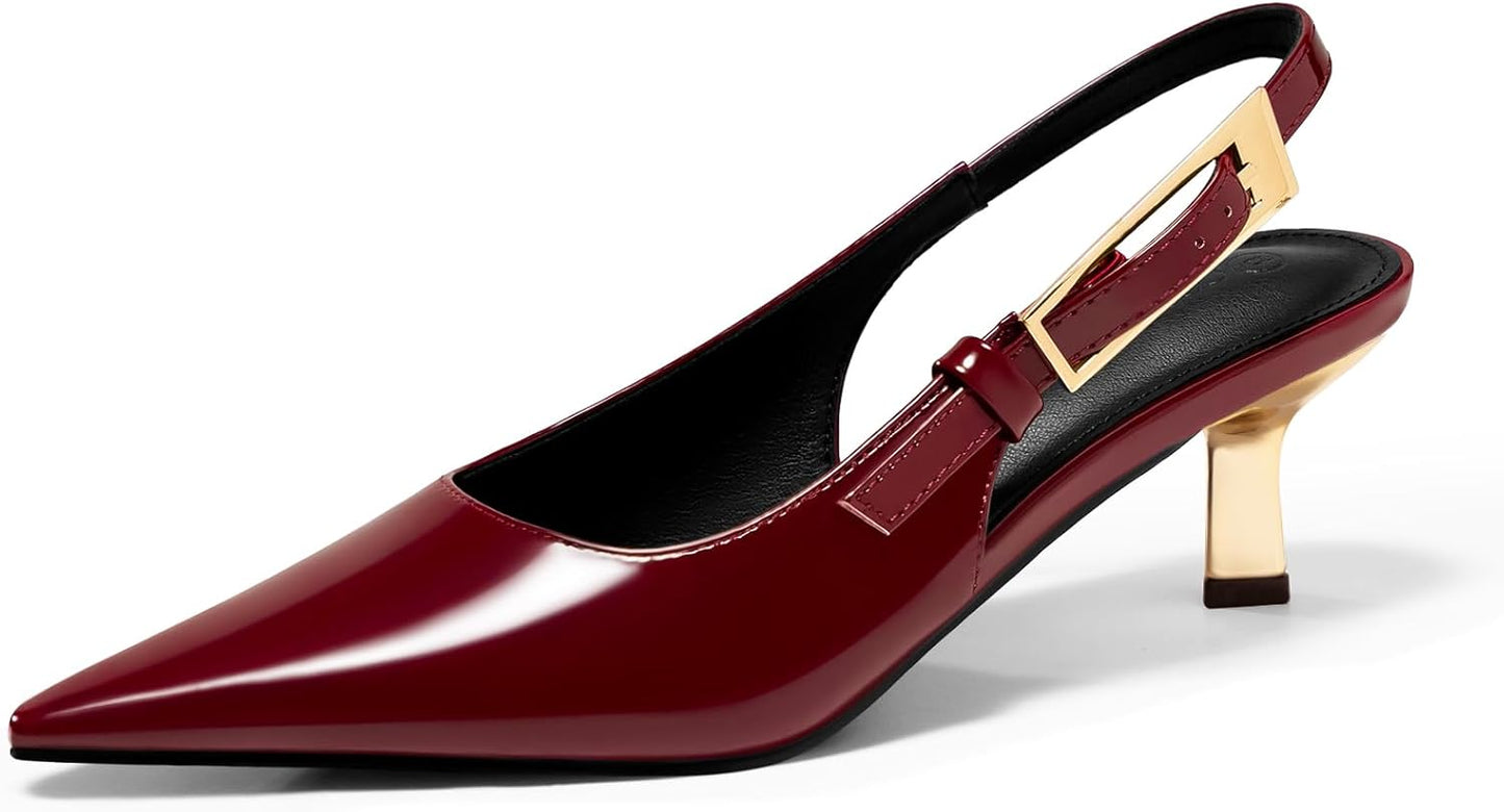 Coutgo Womens Slingback Kitten Heels for Elegant Occasions