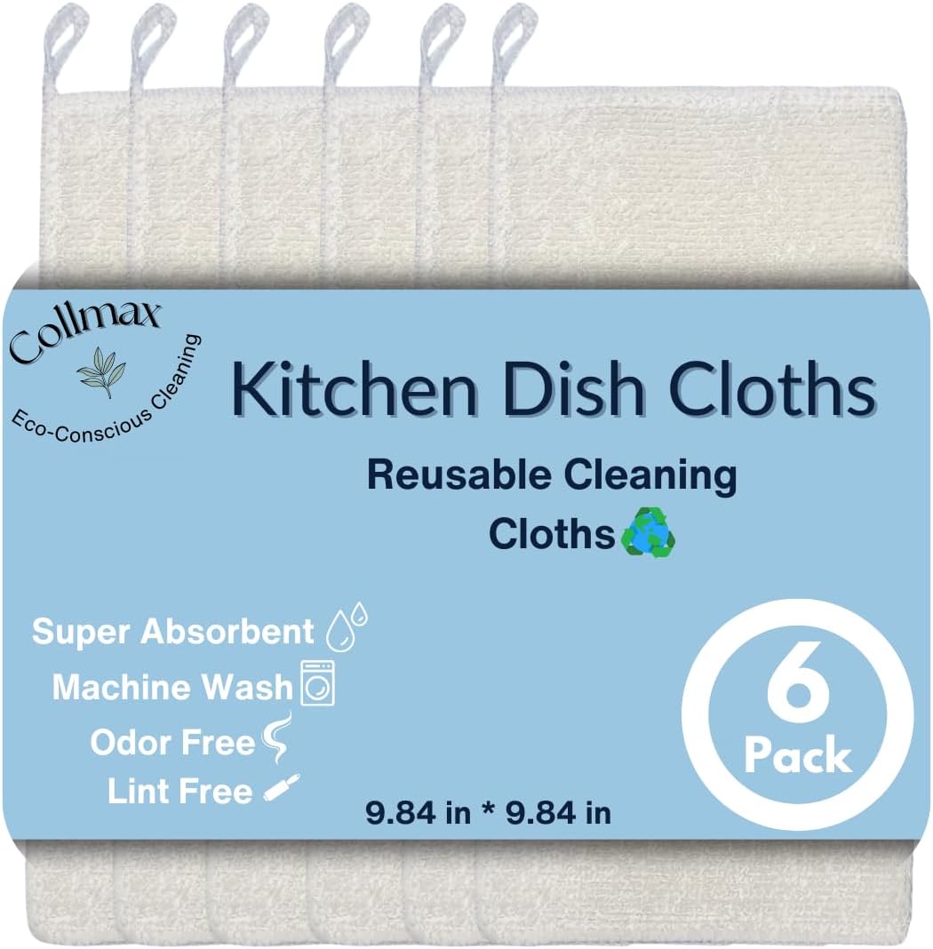 Collmax Odor-Free Dish Cloths - Super Absorbent 6 Pack