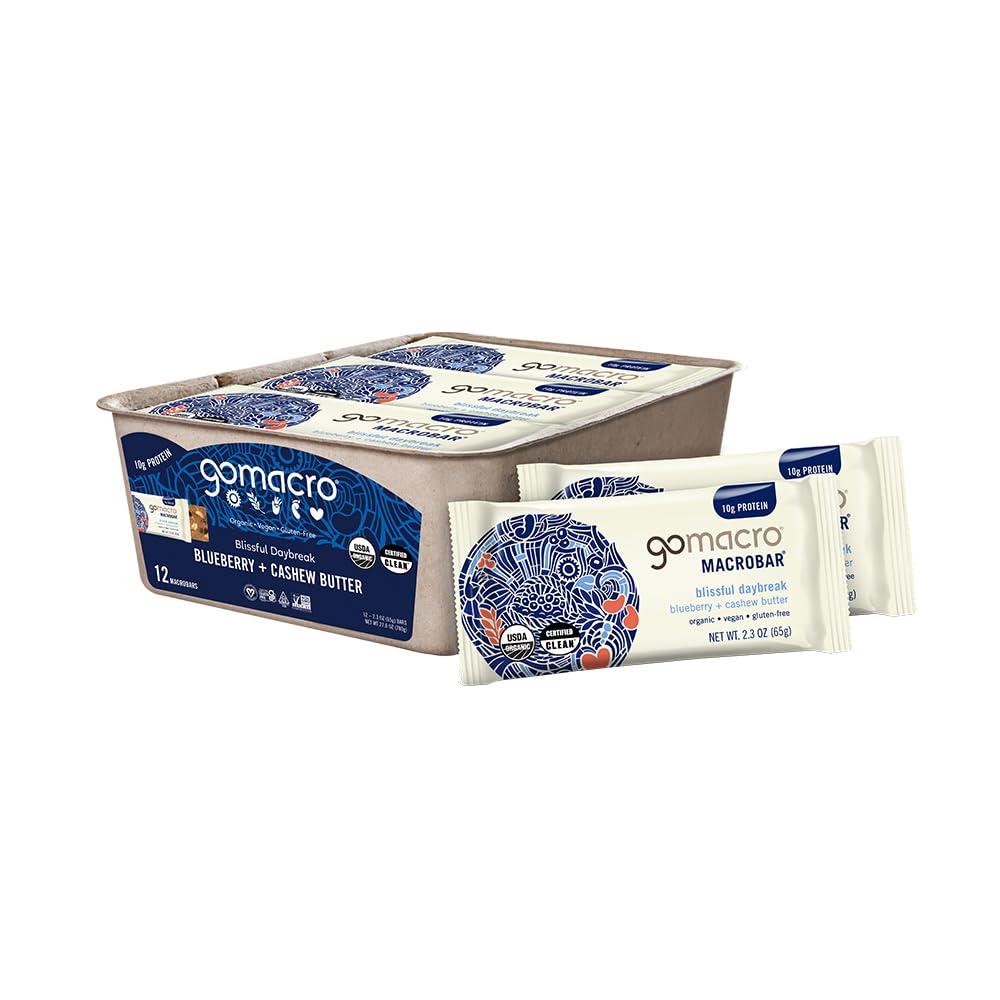 GoMacro Macrobar Organic Vegan Protein Bars - Blueberry Delight