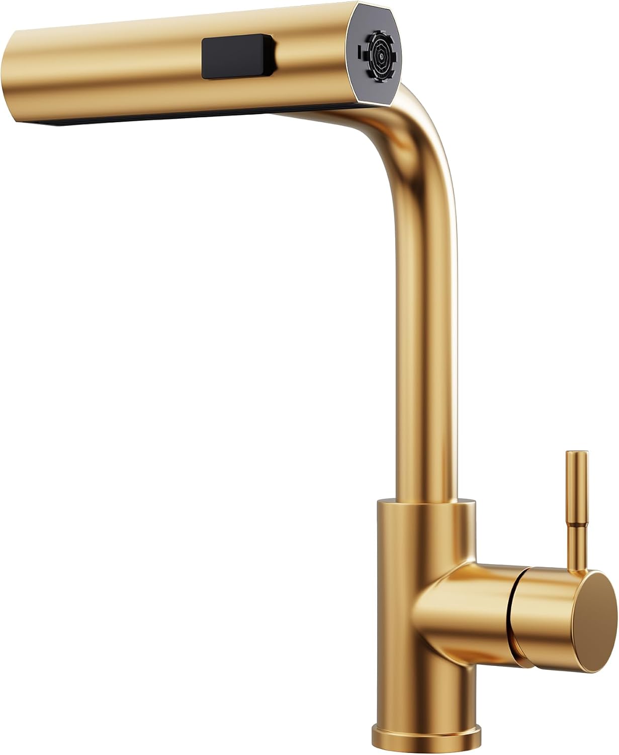 GIMILI Gold Waterfall Kitchen Faucet with Pull Down Sprayer
