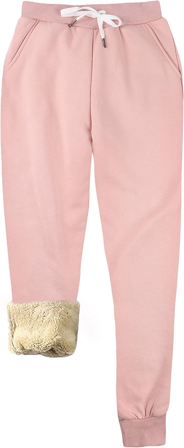 Yeokou Women's Warm Sherpa Lined Athletic Sweatpants Jogger Fleece