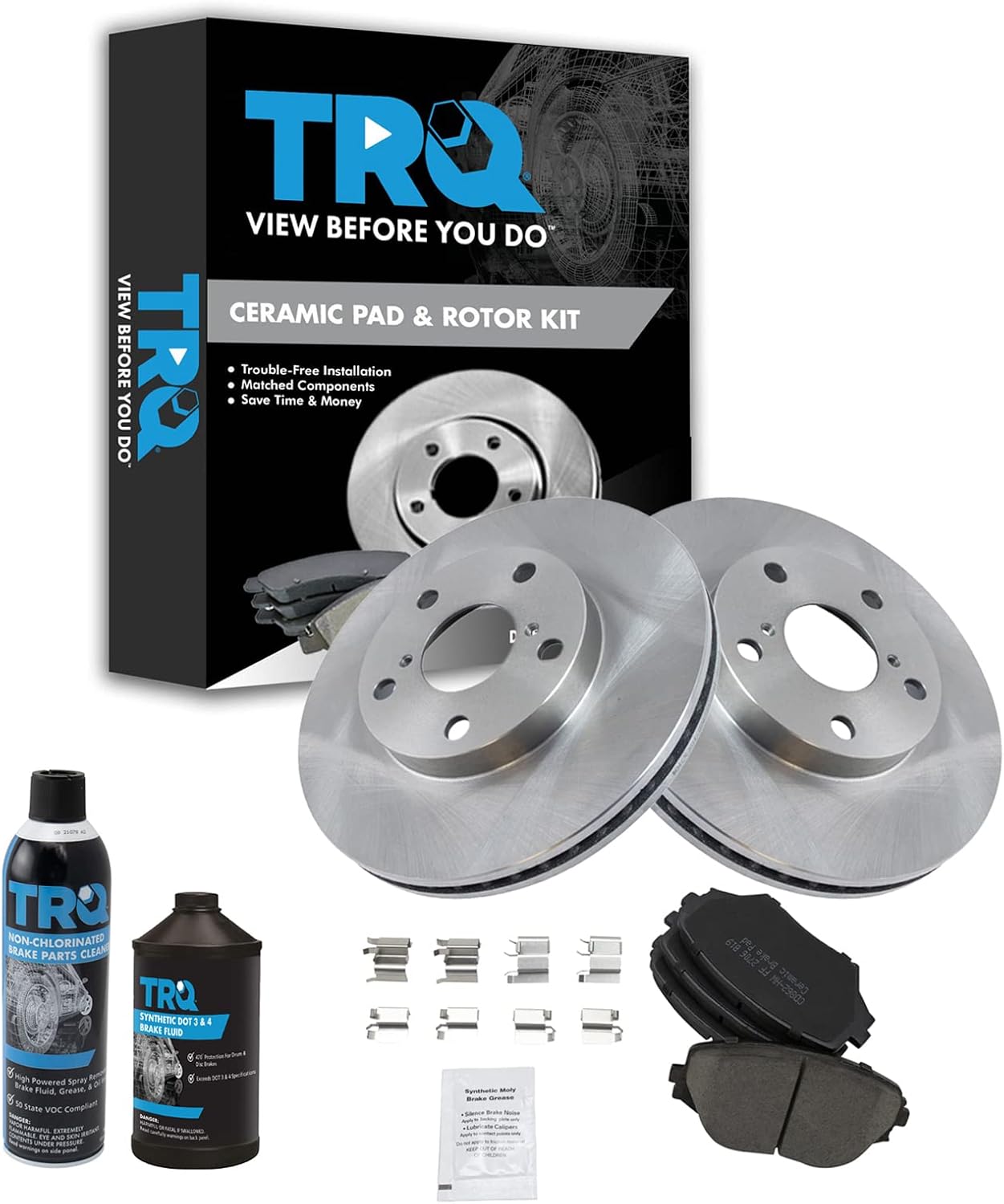 TRQ Front Brake Pad & Rotor Kit for 2001-2005 Toyota RAV4