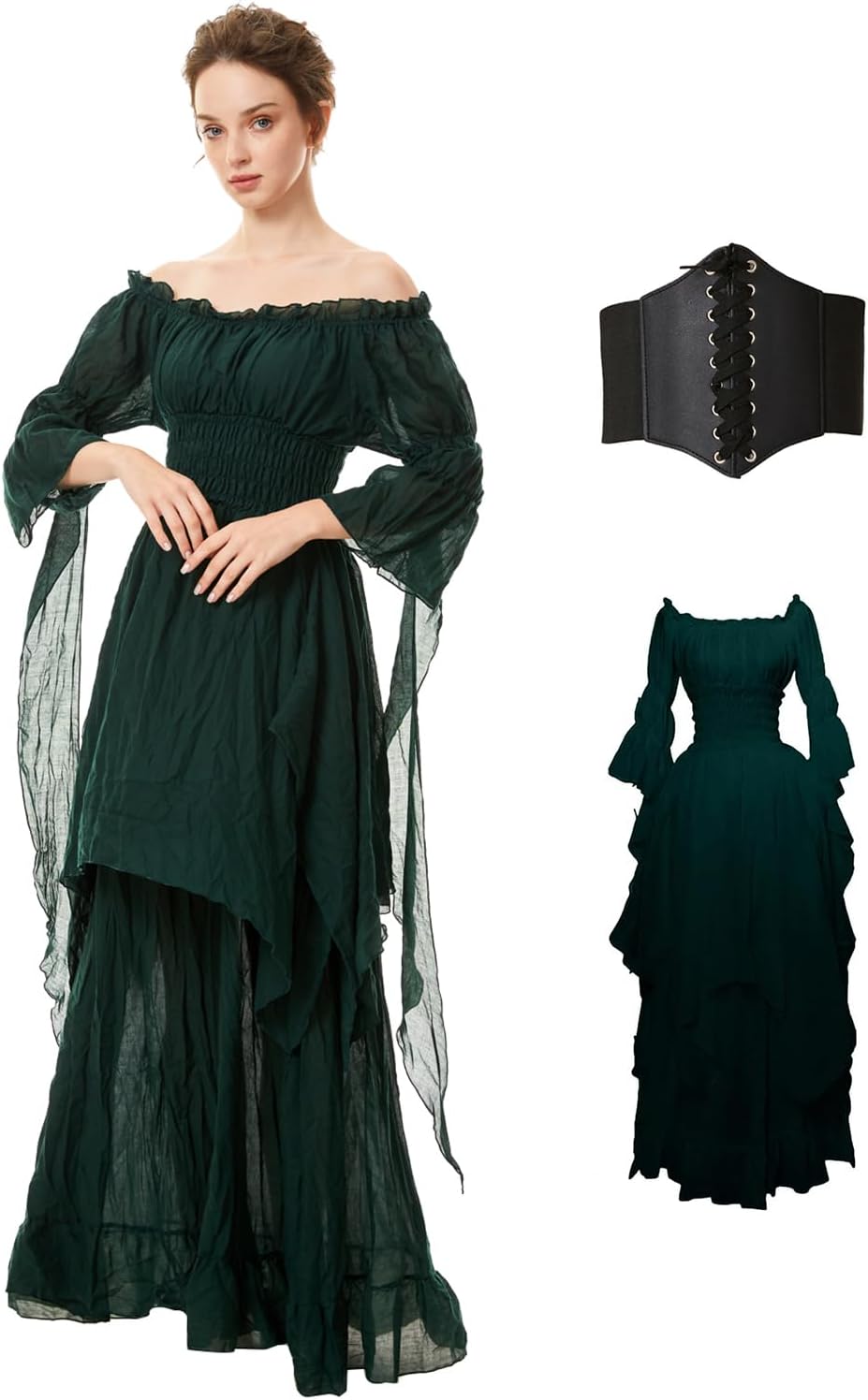 BITSEACOCO Women Medieval Victorian Off Shoulder Dress Review