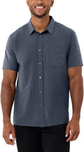 Men's Short Sleeve Button Up Shirt - Tailored Business Casual Fit