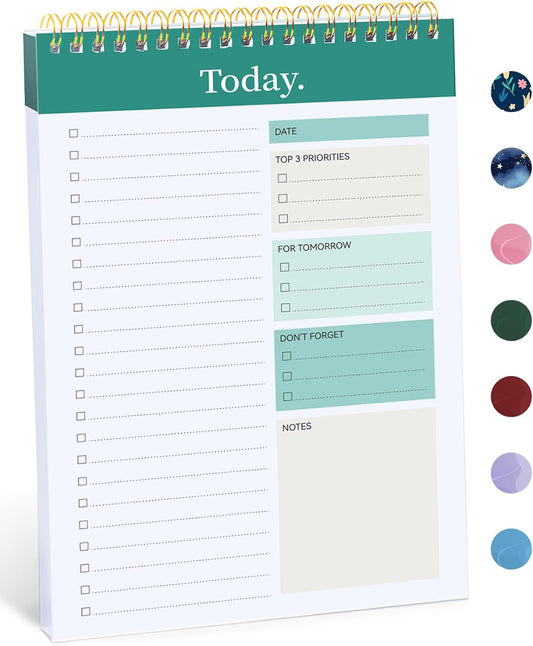 52-Sheet Undated To-Do Daily Planner - Achieve Daily Goals with Greenery Sway Design