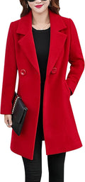 Tanming Womens Notched Collar Long Pea Coat - Elegant Everyday