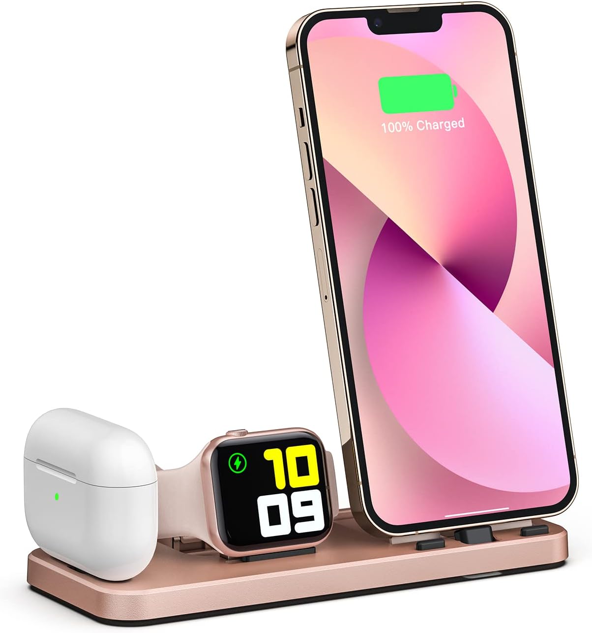Ultimate 3-in-1 Rose Gold Charging Stand for Apple Devices