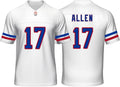 Custom Mens Youth Football Stitched T-Shirt Blue White - Slim Fit