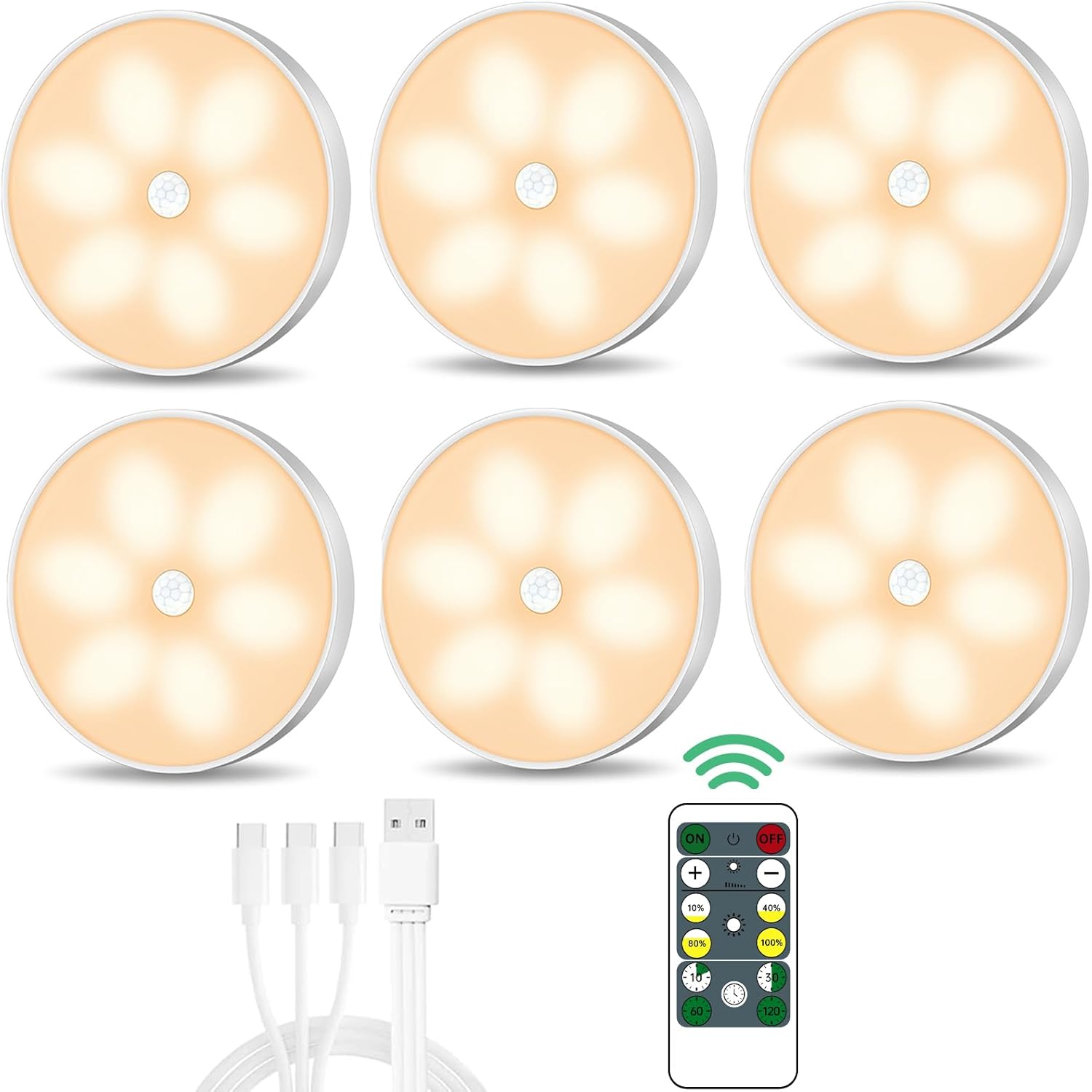Warm Color LED Closet Lights with Motion Sensor and Remote