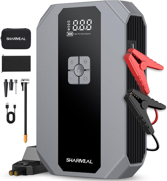 Sharmeal 5000A Jump Starter: 150PSI Air Compressor, 12V Battery Jumper