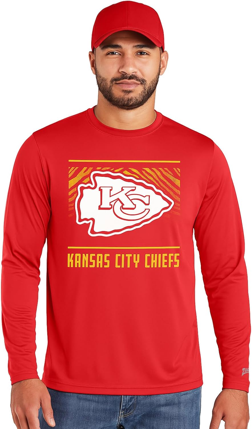 Zubaz NFL Men's Long Sleeve Team Graphic T-Shirt for Fans
