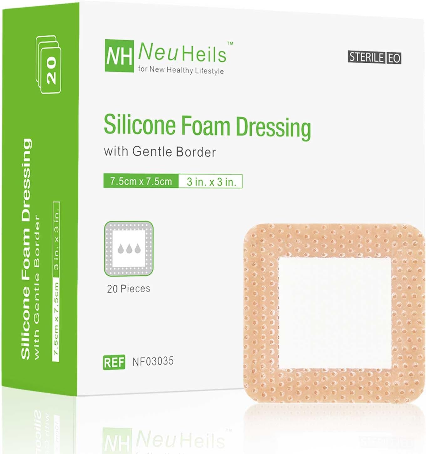NeuHeils Silicone Foam Dressing 3x3 for Bed Sore Relief