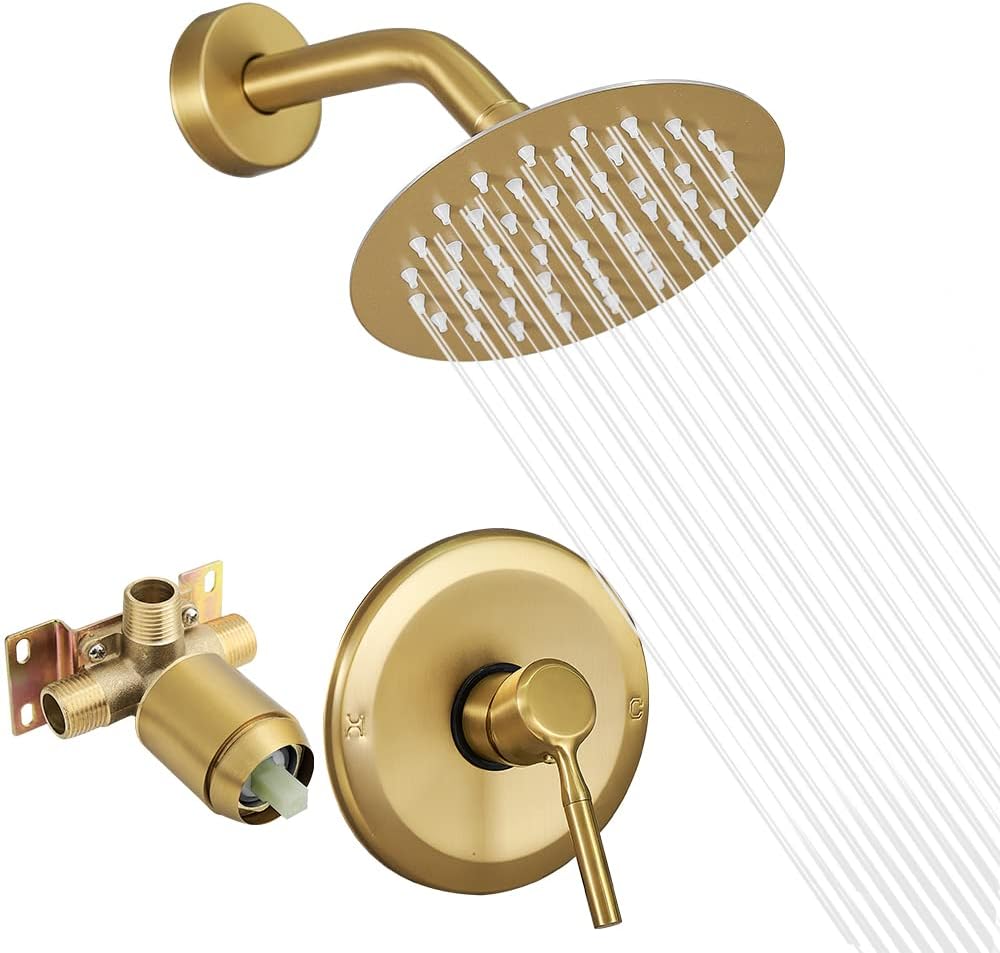 Brushed Gold Shower Head and Faucet Set for Modern Bathrooms