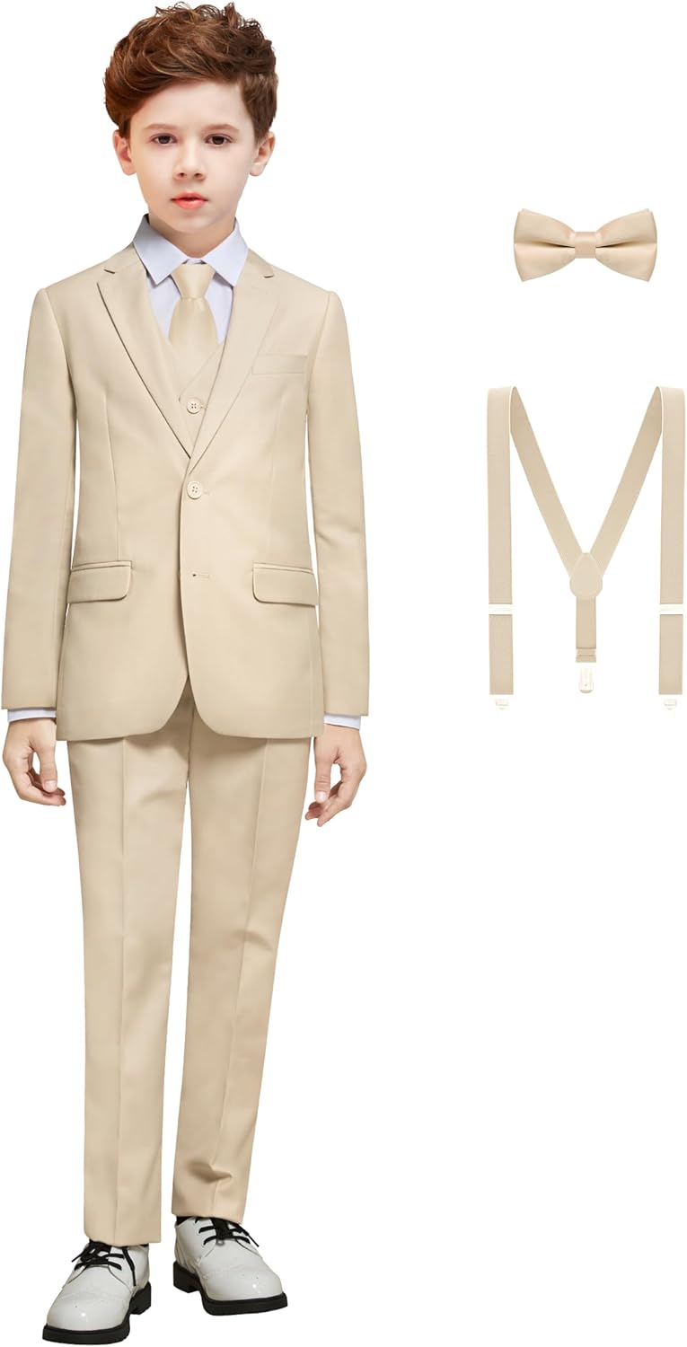 Boys' Formal Dresswear Suits Set with Suspenders for All Occasions