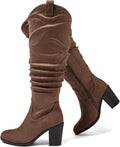 Luoika Women's Extra Wide Calf Knee High Cowboy Boots - Comfortable